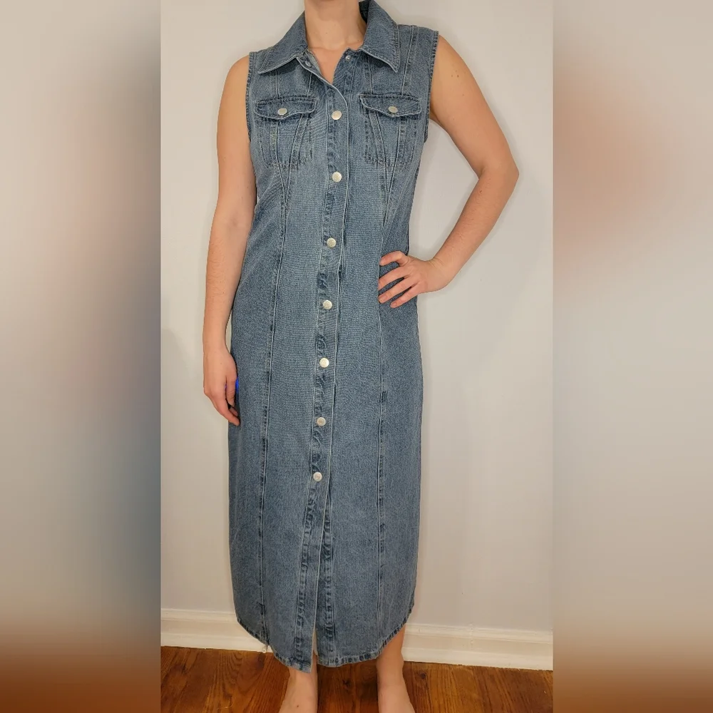 white christmas dresses Holding Out Hope Denim Pocket Detail Dress – Swagger Boutique main image 1